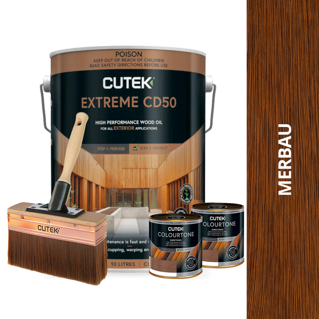 CUTEK Bundle - 10L Extreme CD50 Decking Oil With Cutek Applicator Oil Brush Range