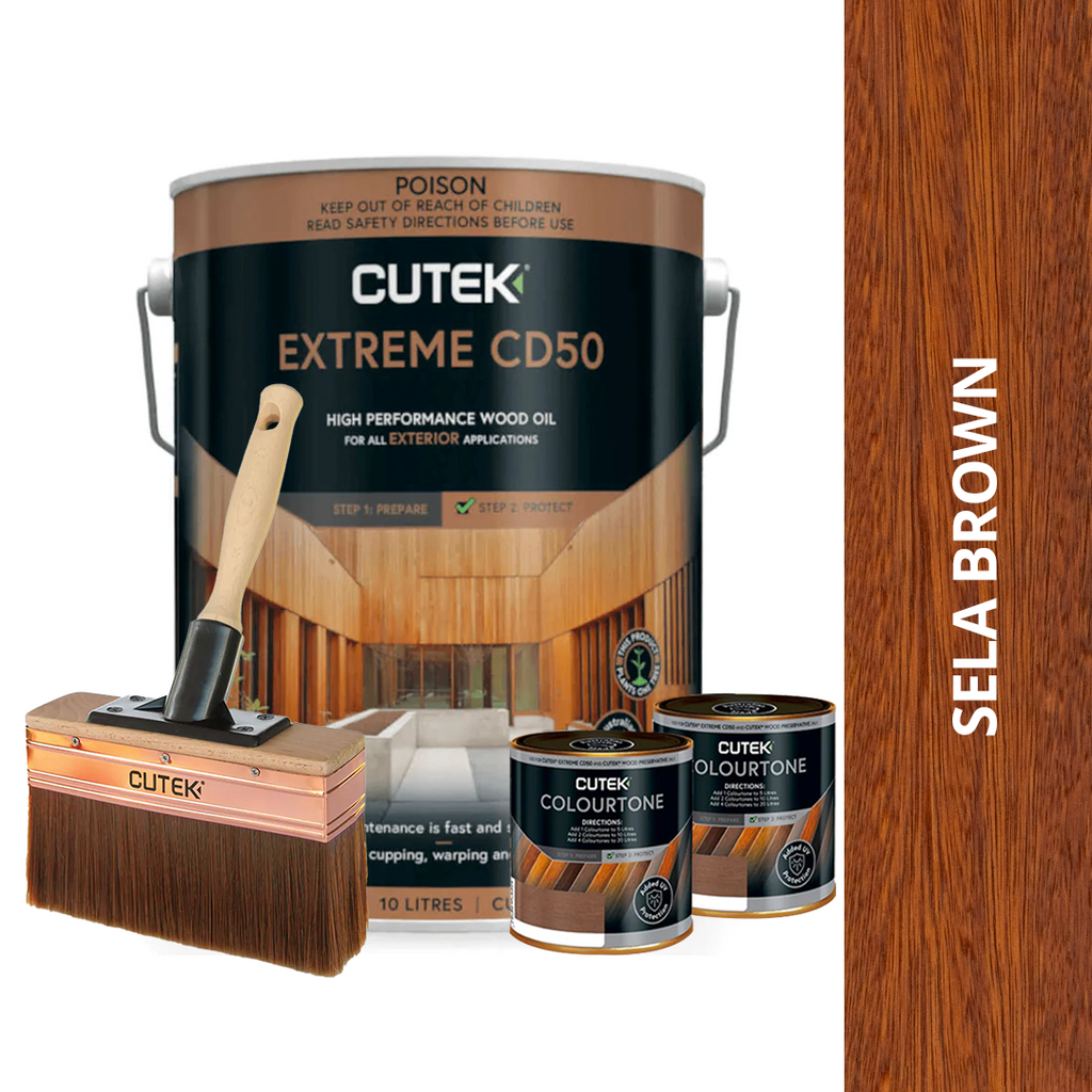 CUTEK Bundle - 10L Extreme CD50 Decking Oil With Cutek Applicator Oil Brush Range