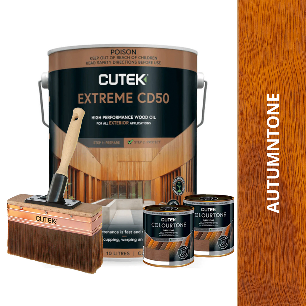 CUTEK Bundle - 10L Extreme CD50 Decking Oil With Cutek Applicator Oil Brush Range