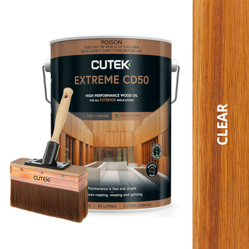 CUTEK Bundle - 10L Extreme CD50 Decking Oil With Cutek Applicator Oil Brush Range