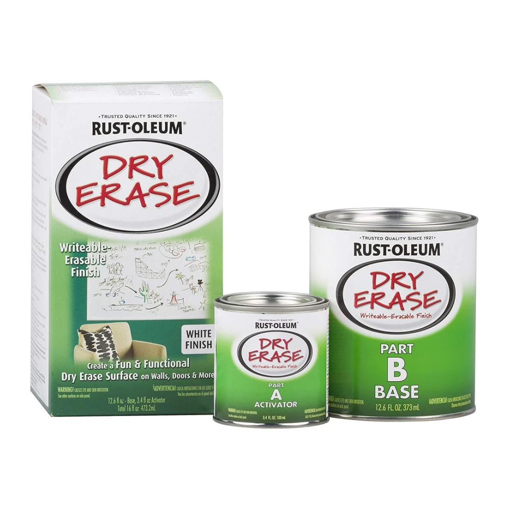 Rust-Oleum 241140 Specialty Dry Erase Brush-On Paint Kit, White 16 Fl Oz  (Pack of 1)